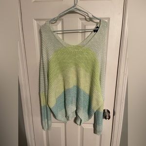Rue 21 sweater worn 2x blue green yellow very cute and beachy.